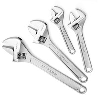Workpro 4-Piece Adjustable Wrench Set, Forged, Heat Treated, Chrome-Plated (6-Inch, 8-Inch, 10-Inch, 12-Inch)