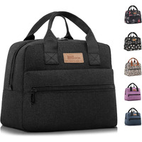 Homespon Insulated Lunch Bag For Women Men Lunch Box Cooler Lunch Tote For Work Picnic (Black)