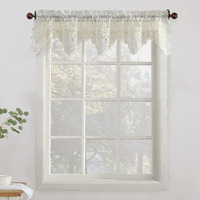No. 918 Alison Floral Lace Sheer Rod Pocket Kitchen Curtain Valance, 58"" X 14"", Ivory