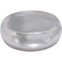 Deco 79 Aluminum Metal Living Room Coffee Table Drum Shaped Table With Hammered Design, Center Table 42"" X 42"" X 14"", Silver