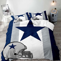 Vivihome 3Pcs American Football Bedding Set, Sports Duvet Cover Queen, Grey White Navy Blue Striped Comforter Cover, Modern Apartment Bedroom Decor For Men Husband Boyfriend Teen Boys, 2 Pillow Shams