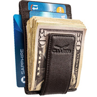Money Clip Leather Wallet For Men Slim Front Pocket Rfid Blocking With Super Strong Magnetic