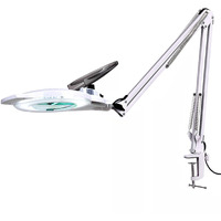 Kirkas 10X Led Magnifying Lamp With Clamp, 2,200 Lumens Dimmable Super Bright Daylight Magnifying Glass With Light And Stand, Adjustable Swivel Arm Magnifier Lamp For Reading Repair Crafts-White