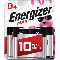 Energizer D Batteries, Premium D Cell Batteries Alkaline, 4 Count