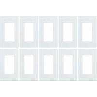Leviton 80301-Sw 1-Gang Decora Plus Wallplate Screwless Snap-On Mount (10 Pack, White)
