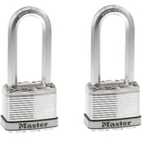 Master Lock M5Xtlj Magnum Heavy Duty Outdoor Padlock With Key, 2 Pack Keyed-Alike,Silver