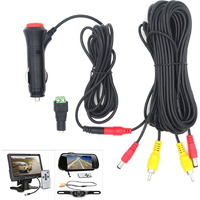 Royitay 12V/24V Super Thin 4 Pin Cigarette Lighter Power Supply Kit For Car Rear View Camera And Lcd Monitor With Rca Connection Cable Extension For Backup Camera