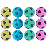 Petfavorites Cat Toy, Foam Sponge Soccer Ball (12 Pack), Interactive Pet Kitten Cat Exercise Toy Balls, Soft, Bouncy, Noise Free, Indoor, Pink, Yellow, Blue, Green