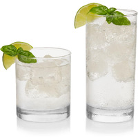 Libbey 55575 Province 24-Piece Tumbler And Rocks Glass Set, Elegant Drinkware Glasses Set With 15.2 Oz Tumbler And 11.1 Oz Rock Glasses, Clear Drinking Glasses Set With Modern Lines