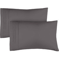King Size Dark Grey Pillowcase Set, Extra Soft Hotel Quality - Machine Washable Bedding For Men, Women, Kids & Teens