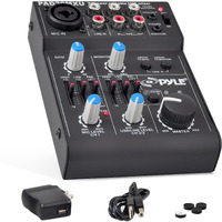 Pyle 5 Channel Audio Mixer - Dj Sound Controller Interface With Usb Soundcard For Pc Recording, Xlr 3.5Mm Microphone Jack, 18V Power, Rca Input And Output For Professional And Beginners -Pad20Mxu