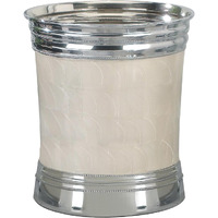 Nu Steel Fantasy Collection Wastebasket Small Round Vintage Trash Can For Bathroom, Bedroom, Dorm, College, Office, 8"" X 10"" X 8.8"", Chrome Finish With Mother Of Pearl Enamel.