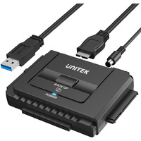 Unitek Usb 3.0 To Ide And Sata Converter External Hard Drive Adapter Kit For Universal 2.5/3.5 Hdd/Ssd Hard Drive Disk, One Touch Backup Function, Included 12V/2A Power Adapter
