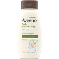 Aveeno Daily Moisturizing Body Wash For Dry & Sensitive Skin With Prebiotic Oat, Hydrating Oat Body Wash Nourishes Dry Skin & Gently Cleanses, Light Fragrance, Sulfate-Free, 18 Fl. Oz