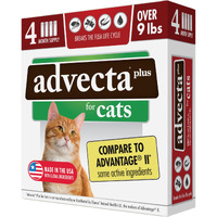 Advecta Plus Flea Prevention For Cats, Cat And Kitten Treatment & Control, Small And Large, Fast Acting Waterproof Topical Drops, 4 Month Supply