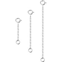 3 Pcs 925 Sterling Silver Necklace Extenders For Women Durable Strong Removable Necklace Bracelet Anklet Extension For Jewelry Making(1 2 3 Inch, Silver)