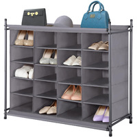 Storage Maniac Stackable Shoe Cubby Organizer, Free Standing Shoe Cube Rack For Entryway, Bedroom, Apartment, Closet, 20-Cube Gray