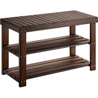 Pipishell Bamboo Shoe Rack Bench, 3 Tier Sturdy Shoe Bench, Storage Shoe Organizer, Holds Up To 300Lbs For Entryway Bedroom Living Room Balcony, Brown