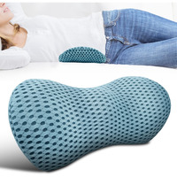 Lumbar Support Pillow - Memory Foam For Low Back Pain Relief, Ergonomic Streamline Car Seat, Office Chair, Recliner And Bed (Blue)