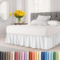 Wrap Around Dust Ruffle Bed Skirt - White - Bed Skirt For Full Size Beds With 15 In. Drop - Easy Fit Elastic Strap - Pleated Bedskirt With Brushed Fabric - Wrinkle Free, Machine Wash - By Cgk Linens