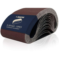 15 Pcs 4 X 36 Inch Assorted Aluminum Oxide Sanding Belt,80/120/150/240/400 Grit