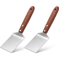 Newtay 2 Pieces Small Brownie Cookie Spatula Metal Stainless Steel Spatula With Wooden Handle Heavy Duty Spatula For Kitchen Cooking Chef Baking Scraper Turner, 2.5 X 8.2 Inch