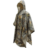 Loogu Rain Poncho Waterproof Hooded Rain Coat Multi-Use Camo Shelter Ground Sheet For Hunting Camping Hiking