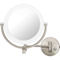 Wall Mount Led Lighted Makeup Mirror, Ac Adaptor, 10X/1X Magnification, Satin Nickel Finish 8.6""D X 17.5""L By Rucci