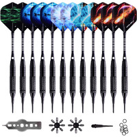 Win.Max Darts Plastic Tip - Soft Tip Darts Set - 12 Pcs 18 Gram With 100 Extra Dart Tips 12 Flights Flight Protectors And Wrench For Electronic Dart Board