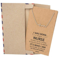 Quan Jewelry Ekg Heartbeat Necklace, Lifeline Pulse Pendant, Female Nurse Rn Nursing School Graduation Gifts With Greeting Card