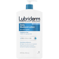 Lubriderm Fragrance Free Daily Moisture Lotion + Pro-Ceramide, Shea Butter & Glycerin, Face, Hand & Body Lotion For Sensitive Skin, Hydrating Lotion For Healthier-Looking Skin, 24 Fl. Oz