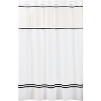 Hookless It's A Snap! Monterey Shower Curtain, 3-In-1 Shower Curtain Set Includes Fabric Shower Curtain With Sheer Top Window, Flex-On Rings & Peva Liner, 71"" X 74"", White/Black