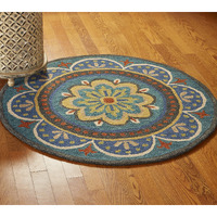 Trade Am Dazzle Round Floral Area Rug, 6 By 6-Feet, Blue