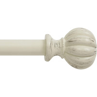 Kenney Kn71604 Rachel Fluted Knob End Standard Decorative Window Curtain Rod, 28-48"" Adjustable Length, Antique White Finish, 5/8"" Diameter Steel Tube