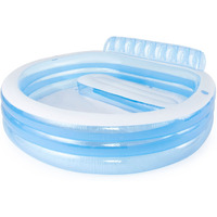 Intex Swim Center Inflatable Family Lounge Pool: Built-In Bench - Cup Holder - 156 Gallon Capacity - 90"" X 86"" X 31"" - Blue