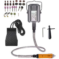 Votoer Rotary Tool Flex Shaft Hanging Grinder Carver Electric Multi-Function Metalworking Tools Repair Kit, Foot Pedal Control, 780W Strong Power, Metal Flexible Shaft, 23000 Rpm