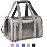 Henkelion Cat, Dog Carrier For Small Medium Cats Puppies Up To 15 Lbs, Tsa Airline Approved Carrier Soft Sided, Collapsible Travel Puppy Carrier - Grey