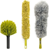 Doca High Reach Duster Kit With Extension Pole Head Only - No Pole (6+ Reach), Webster Cobweb Duster With Extension Pole, Includes Feather, Fan, And Cobweb Dusters, Spider Web Brush With Pole
