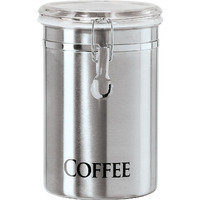 Oggi Stainless Steel Coffee Canister 62 Fl Oz - Airtight Clamp Lid, Clear See-Thru Top - Ideal For Coffee Bean Storage, Ground Coffee Storage, Kitchen Storage, Pantry Storage. Large Size 5"" X 7.5"".