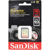Sandisk 16Gb Extreme Sdhc Uhs-I Memory Card - 90Mb/S, C10, U3, V30, 4K Uhd, Sd Card - Sdsdxne-016G-Gncin