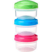 Sistema To Go Collection Mini Bites Small Food Storage Containers, 4.39 Oz./130 Ml, Pink/Green/Blue, 3 Count, Multicolor
