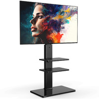Fitueyes Swivel Floor Tv Stand With Mount For Tvs 37 43 50 55 60 65 70 75 Inch Lcd Led Flat/Curved Screens Universal Swivel Televisions Tv Mount Stand For Bedroom Living Room Black Tempered Glass Base