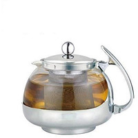 Stainless Steel Glass Tea Pot Teapot W. Stainless Steel Strainer Filter 700Ml