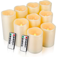 Enido Flameless Candles, Led Candles Outdoor Waterproof Candles(D: 3"" X H: 4"" 5"" 6"") Battery Operated Plastic Pack Of 9 Pillar