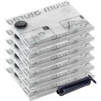 Vacuum Storage Bags 6 Jumbo, Space Saver Bags With Travel Hand Pump, Compression Airtight Sealer Bags For Clothes, Bedding, Pillows, Comforters, Blankets