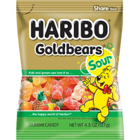 Haribo Gummi Candy, Sweet & Sour Goldbears, Gummy Bears With A Twist, 4.5 Ounce (Pack Of 12) Delicious Soft And Chewy Snacks, Assorted Fruity Flavors
