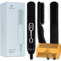 Aberlite Edc - Men's Professional Heated Beard Straightening Brush And Grooming Tool (For 0.5 Inch Plus Beards) (Black)
