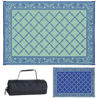 Stylish Camping 119123 9-Feet By 12-Feet Reversible Mat, Plastic Straw Rug, Large Floor Mat For Outdoors, Rv, Patio, Backyard, Picnic, Beach, Camping (Blue/Light-Green)