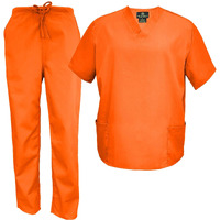 M&M Scrubs Men's Scrub Set Medical Scrub Tops And Pants (Large, Orange)