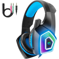 Arkartech Gaming Headset With Mic For Xbox One Ps4 Ps5 Pc Switch Tablet, With Stereo Surround Sound & Led Light Noise Cancelling Over Ear Headphones